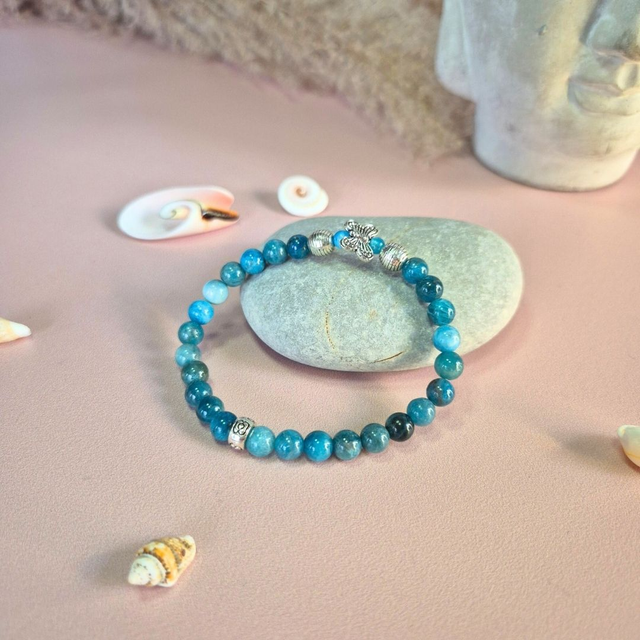 Bracelet élastique NOSY BE - Apatite Bleue &amp; Papillon