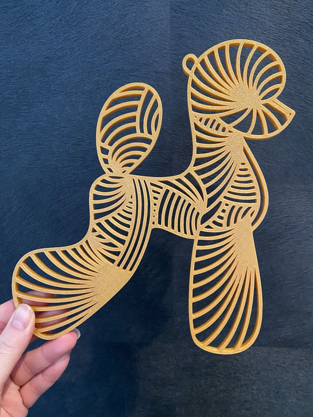 3D - Poodle Asian Style Gold Sparkle