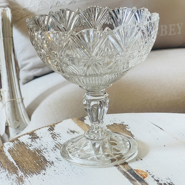 Antik Glas Schale Fussschale