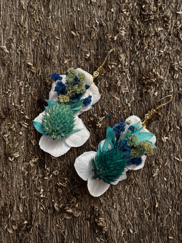 Boucles d'oreilles en fleurs Séchées
