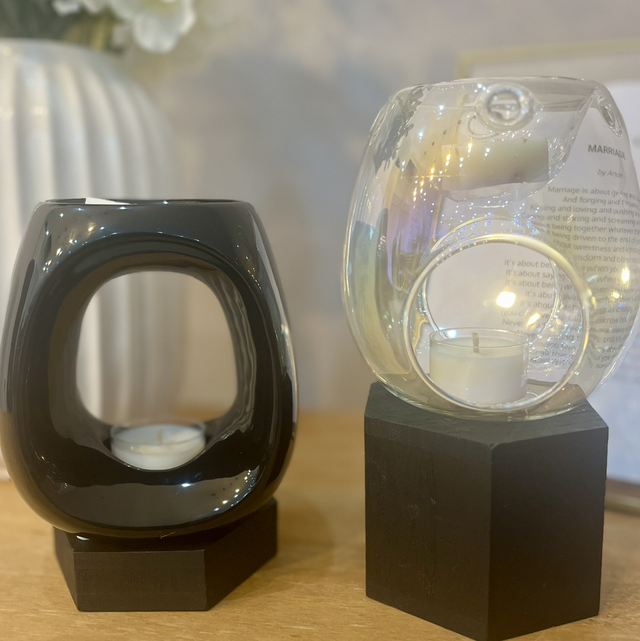 Black Oval Handmade Ceramic Wax Burner