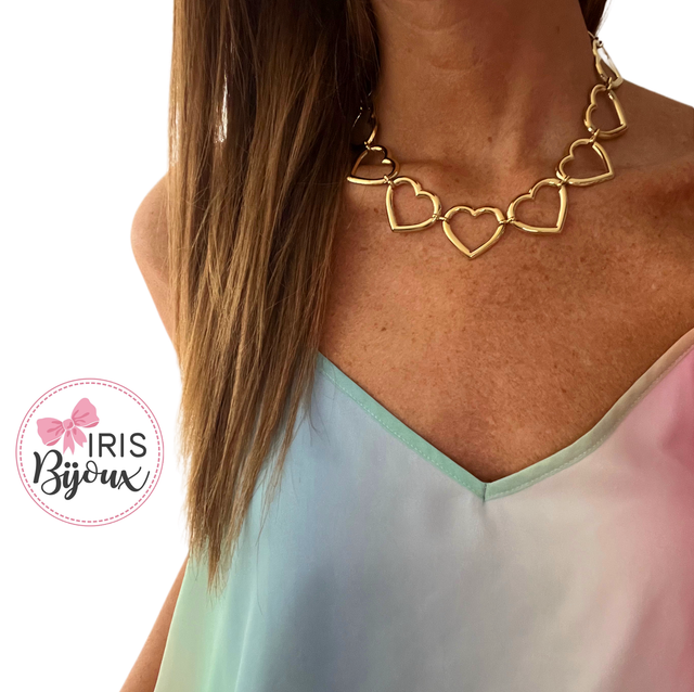 Collana girocollo cuori maxi vuoti 