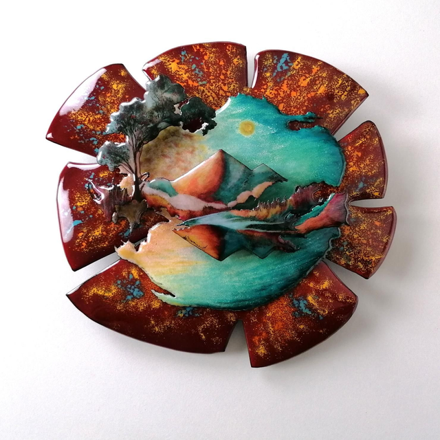 '' Landscape 3D'' en Émail sur Cuivre 