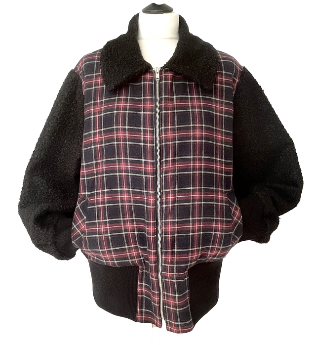 Blouson femme écossais bleu et rouge - taille 42 (fr)