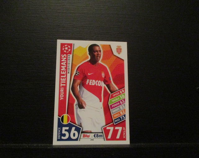 Youri Tielemans - UEFA Champions League Match Attax 2017/18 Original Trading Card #244