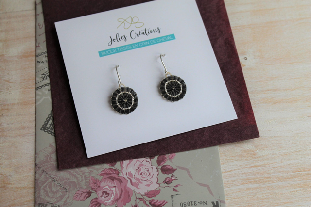 Boucles d'oreilles tissées en crin de cheval