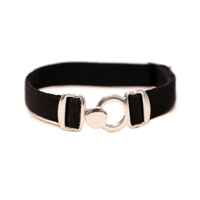 Bracelet Koutur argenté et ruban noir