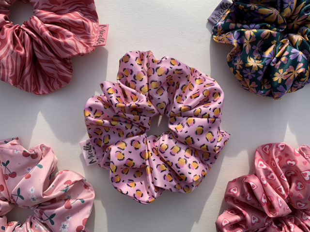 Pretty in Leopard Satin Jumbo Scrunchie