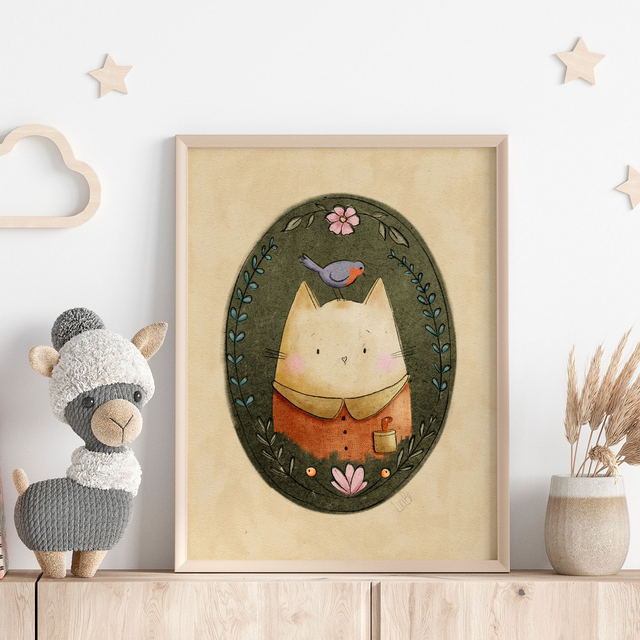 Affiche naissance ou anniversaire enfant | Petit chat 