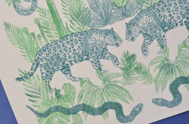 Affiche imprimée en risographie Jungle mania