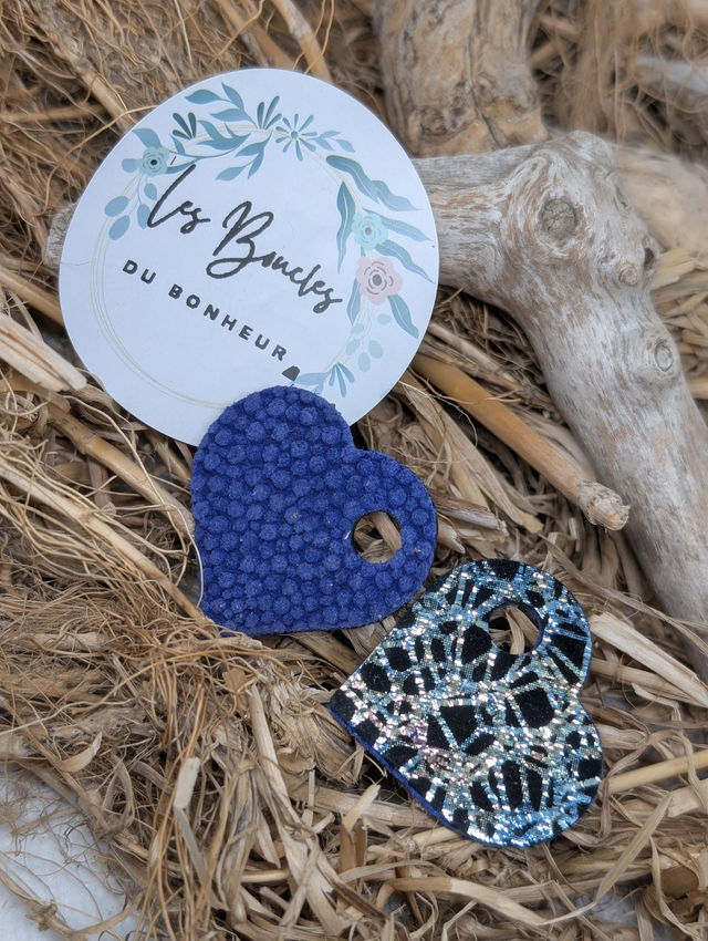 Pampilles coeur réversible bleu pam004