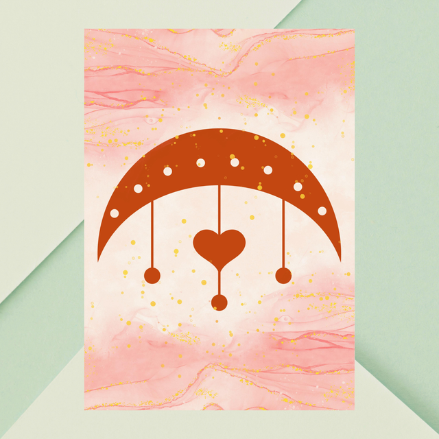 Affiche Murale Bohème Cœur Céleste / Boho Celestial Heart Wall Art Print - Modern Terracotta and Gold