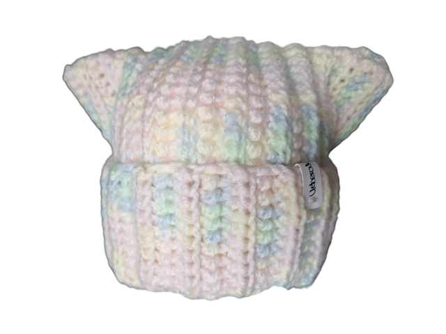 Catbeanie Candy - Gehäkelte Mütze, Katzenmütze, Mütze mit Katzenohren, Unikat, handmade - Einzelstück