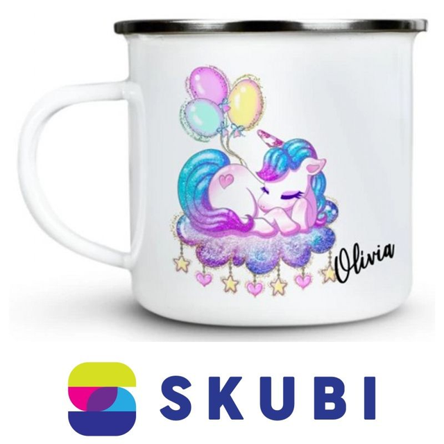 Dětský plecháček se jménem Olivia - motiv Jednorožec - 300ml