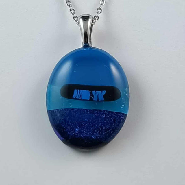 Collier Verre Fusing - Verre Dichroïque bleu