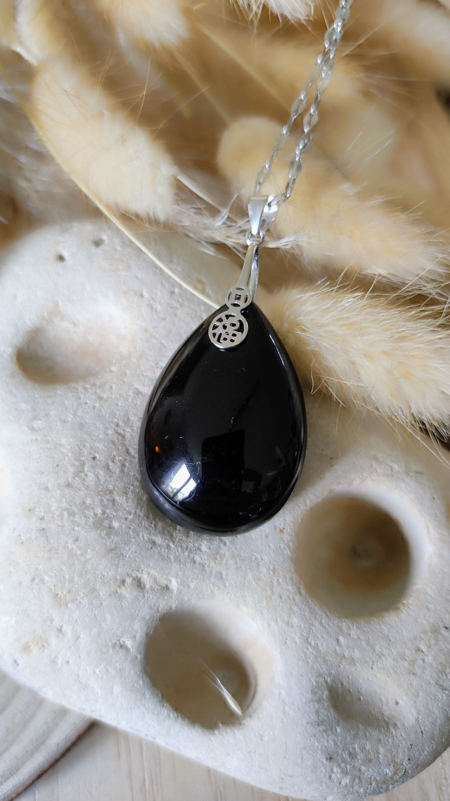 Pendentif Tourmaline noire goutte