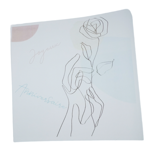 Carte anniversaire main avec rose