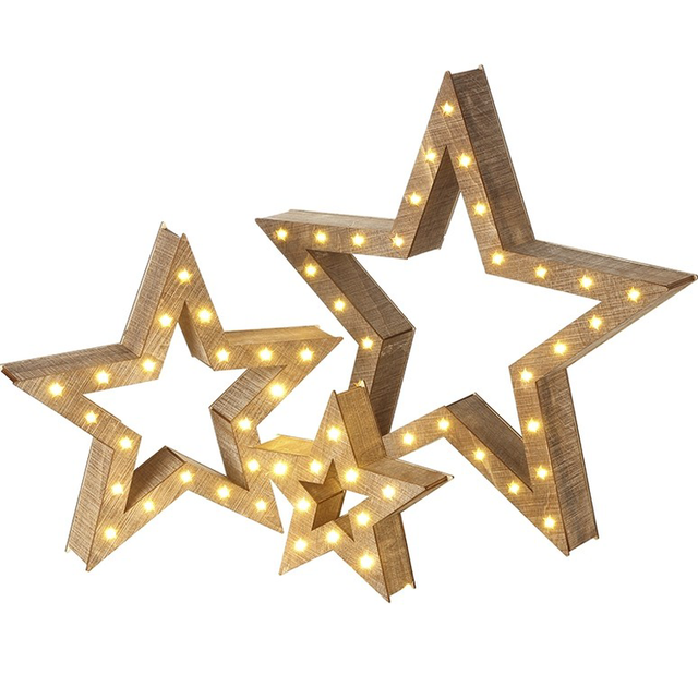 Medium Wooden LED Star 