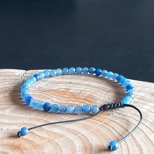Bracelet ajustable en Aventurine bleue