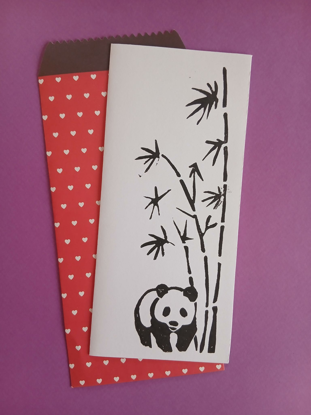 Carte motif Panda &amp; Bambous