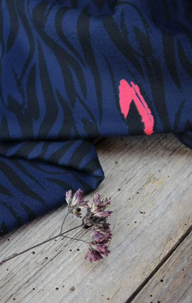 Coupon 35cm x 145cm Zébra bleu- Eglantine et Zoé