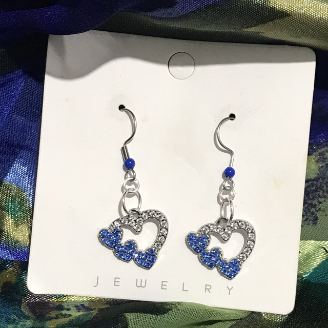 Silver -Blue Dangling Earrings - SDE180