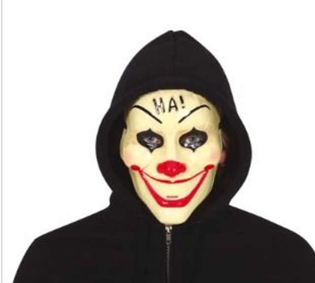 HALLOWEEN , 1142 MASCHERA PAGLIACCIO "HA!" IN PVC