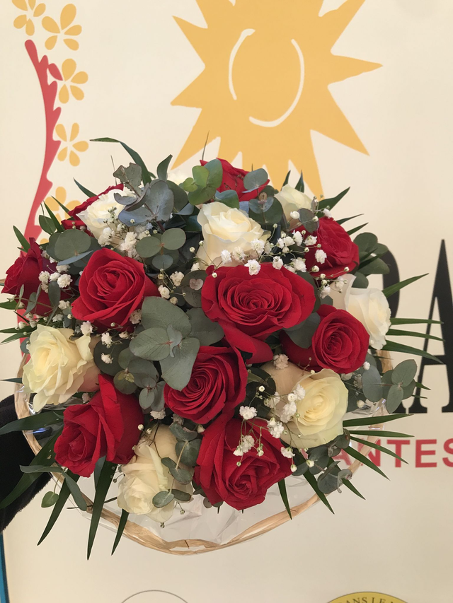 BOUQUET ROSES 60cm BLANC/ROIG