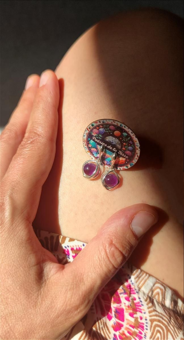 améthyste ~ boucles d'oreilles argent 925