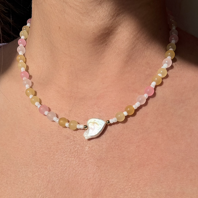 MIMI - Pastel Beaded and Pearl Choker Style Necklace