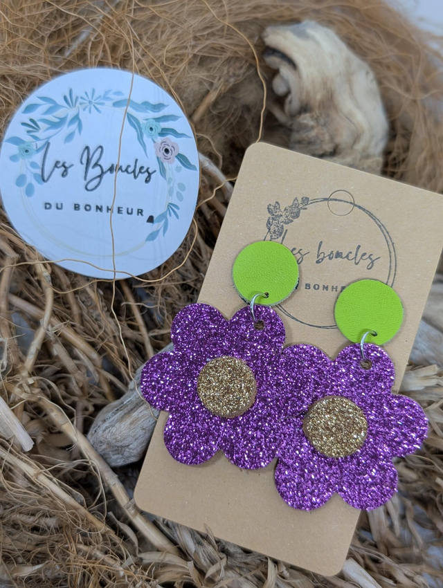 Marguerite m1017 violet paillettes vert
