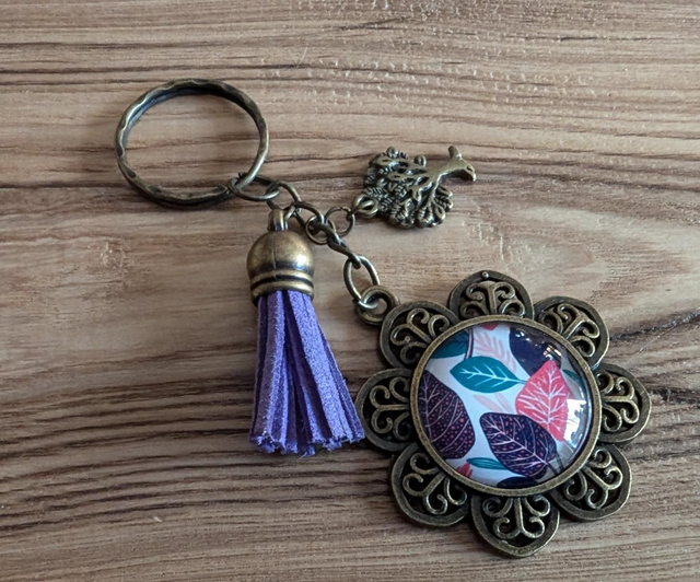 Porte clés cabochon verre 