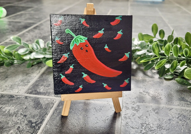 Original Mini Canvas Painting – Spicy Chilli 