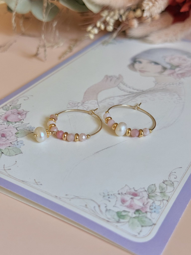 Créoles Opale rose, Perles Philippines, Collection &quot;Envoûtante&quot;