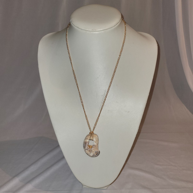 Mid-Long gold chained shell necklace