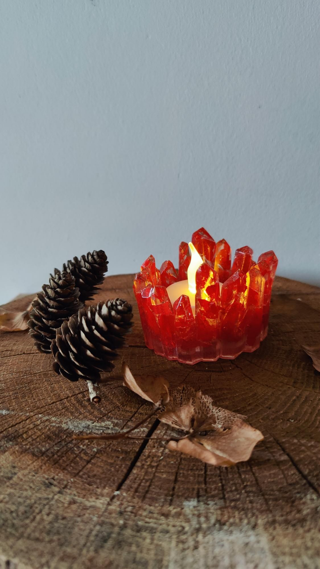 Photophore bougie Led rouge ardent