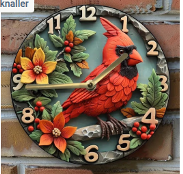 Vintage metalen klok Kardinaalrood (20cm diameter)