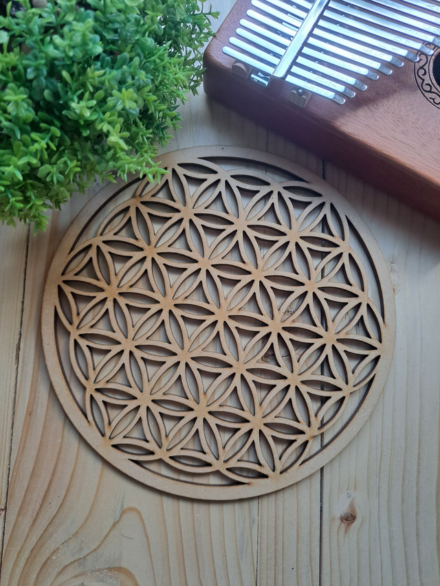 Plaque bois fleur de vie 20cm