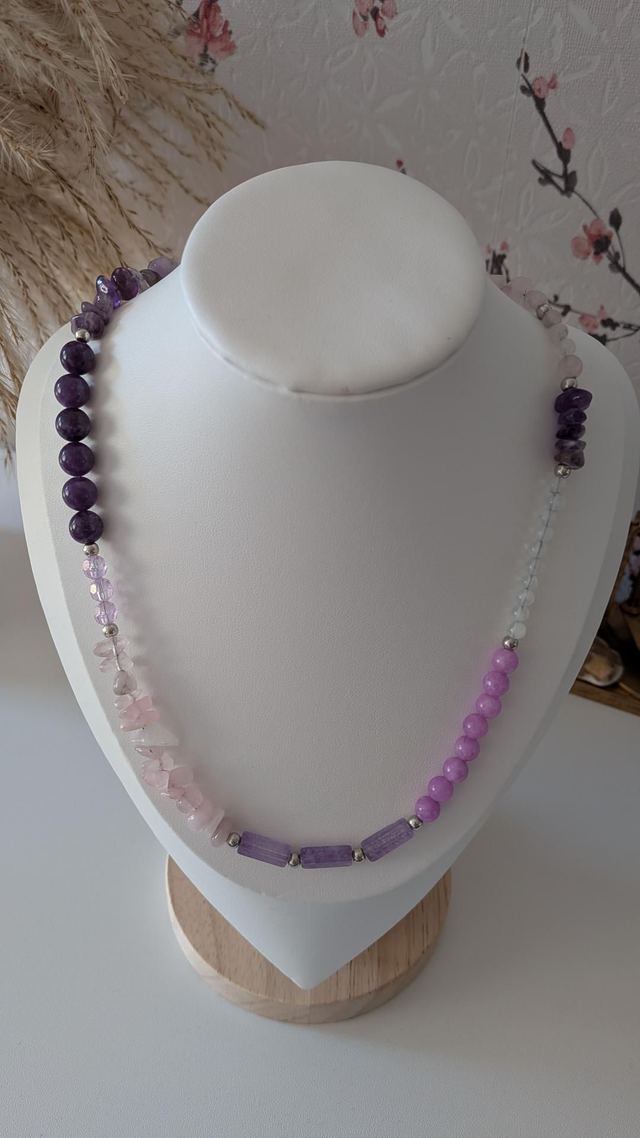 Amethyst and rose quartz necklace