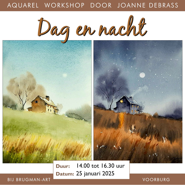 Aquarel workshop -  Dag en nacht - 14:00 - 16:30 - 25 januari 2025