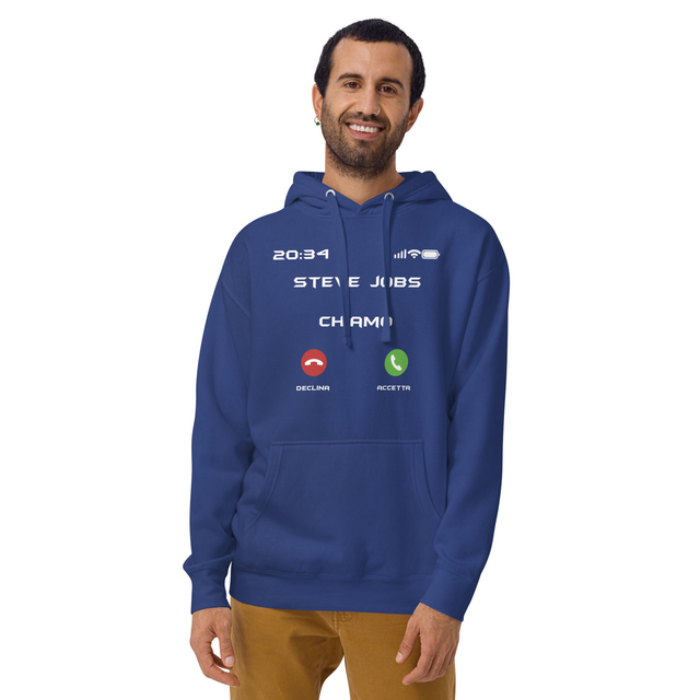 Felpa con cappuccio unisex Chiama Steve Jobs