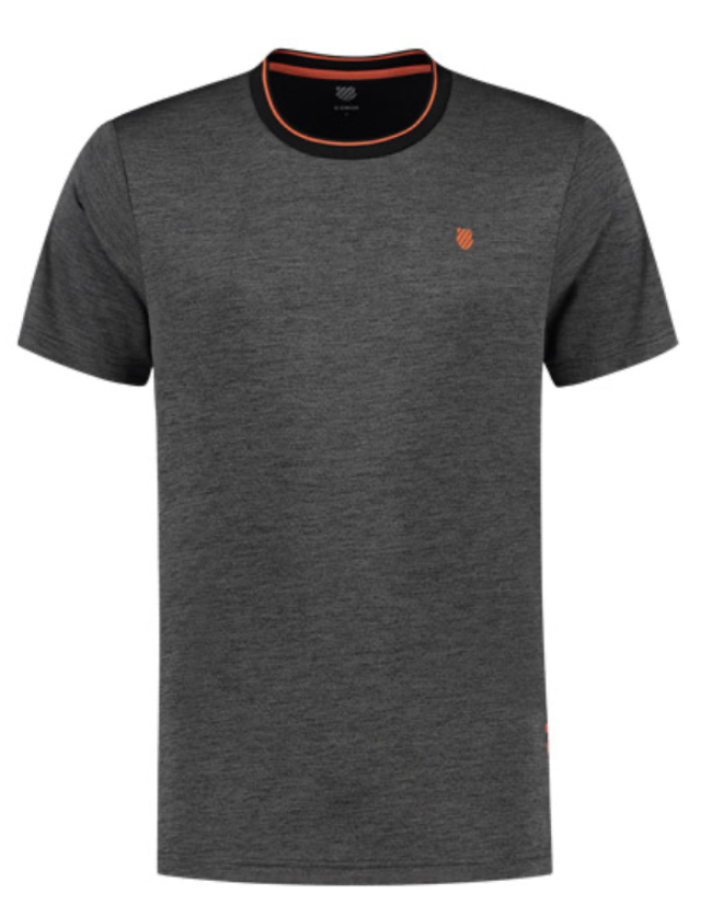 K-Swiss Hypercourt Mesh Crew Mens Tee - Jet Black/Melange   RRP £40