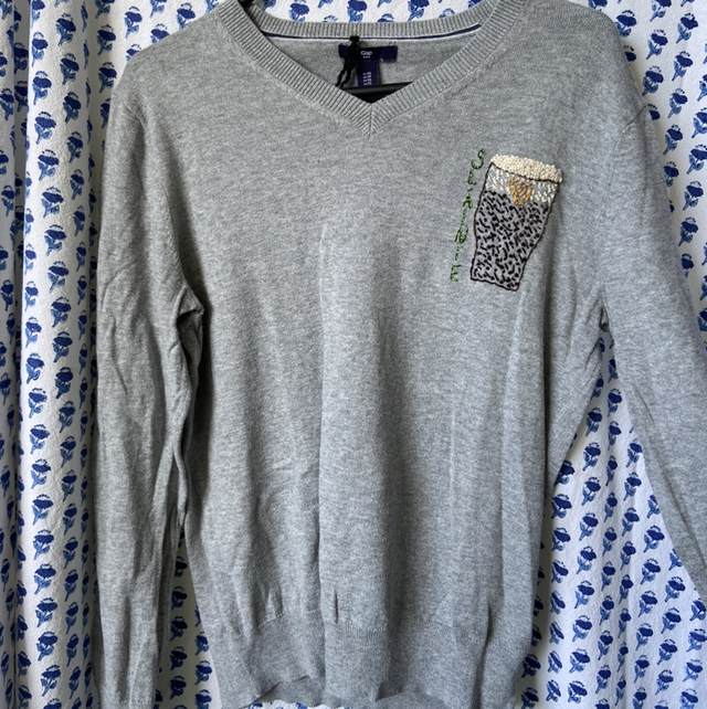 Sláinte Guinness V-neck jumper upcycled