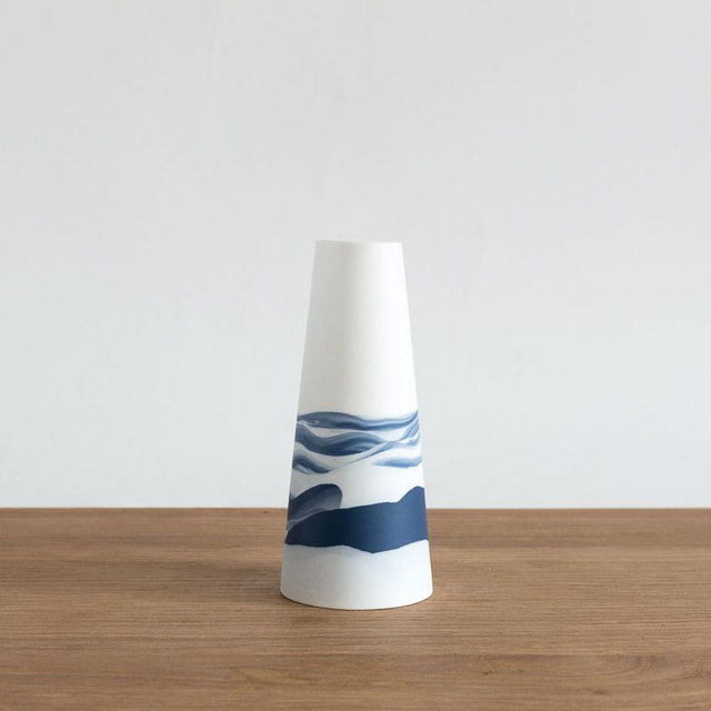 Vase - Soliflore - Horizons - Bleu nuit et Blanc