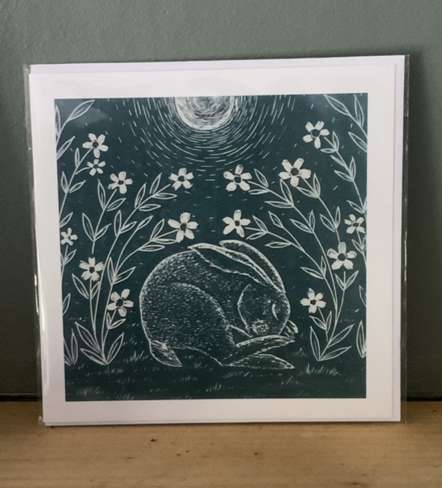Moonlit Hare greeting card