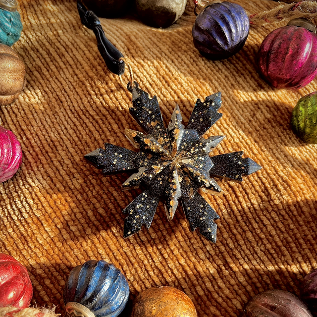 Snowflake Decoration - Navy and Gold