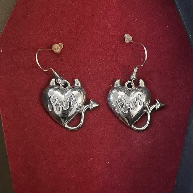 Devil heart earrings