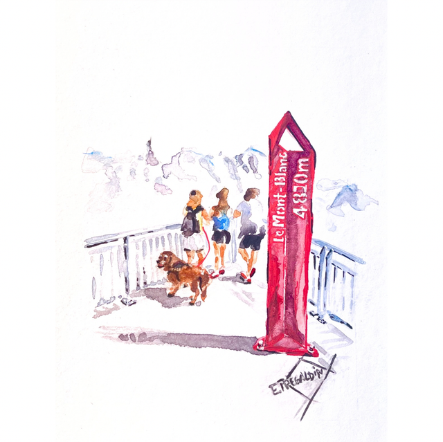 « Polo », télécabine du Brévent, Chamonix. Aquarelle.