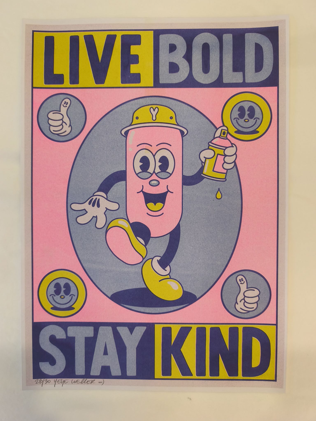 Yéyé Weller - Risographie - A3 - 50ex - Numéroté &amp; Signé