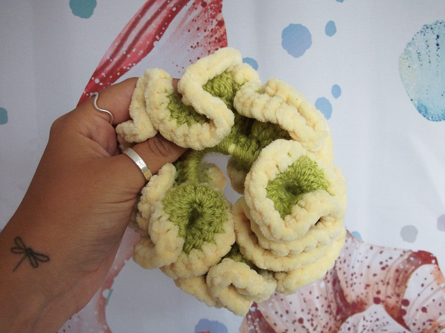 Pistachio Green and Pastel Yellow Scrunchie